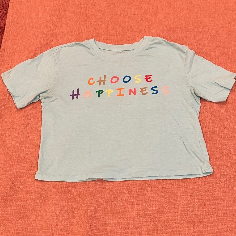 NOBO 'Choose Happiness' Multicolor Graphic cropped short sleeve  t-shirt